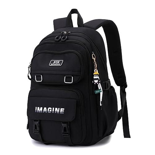 Cozy Serene - Backpack For School Pink Multi-pocket Bag Teen Bookbag - D-black-Daypack Backpacks