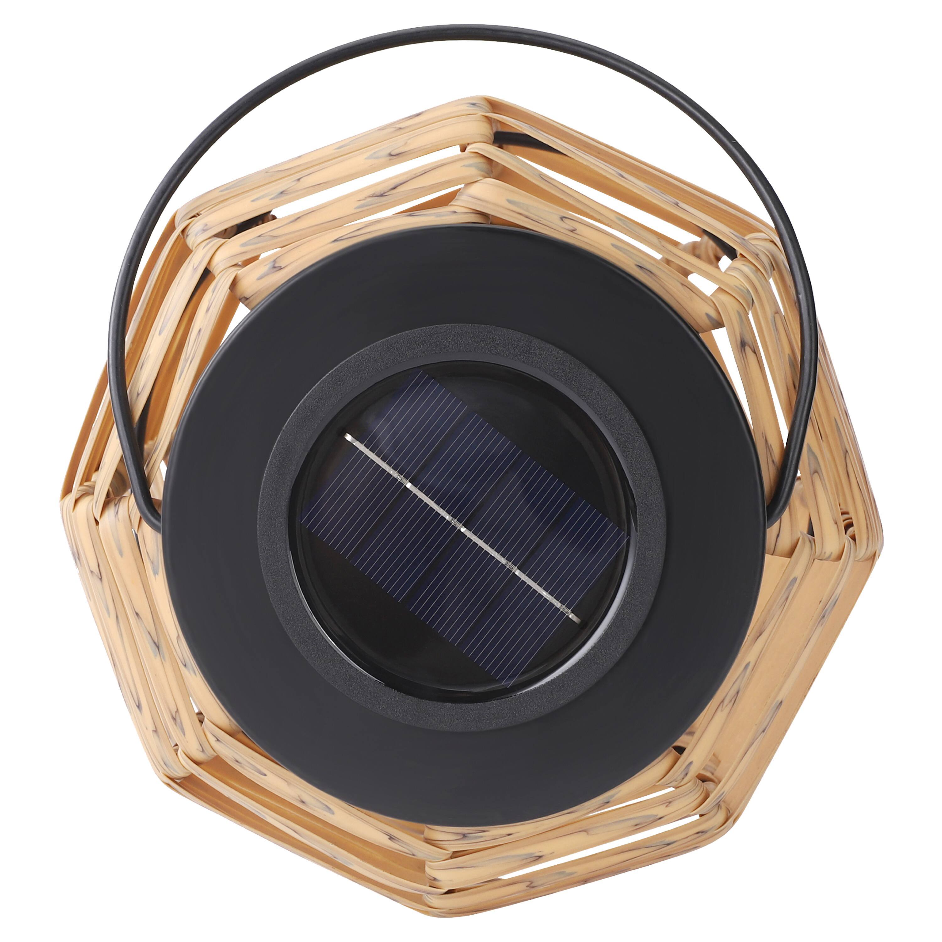 Alt View 6. Techko - Outdoor Solar Rattan-Style Portable LED Lantern with Handle.