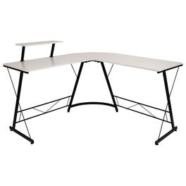 Emma + Oliver - L-Shaped Computer Desk, Gaming Desk, Home Office Desk, Frame - White Top/Black Frame