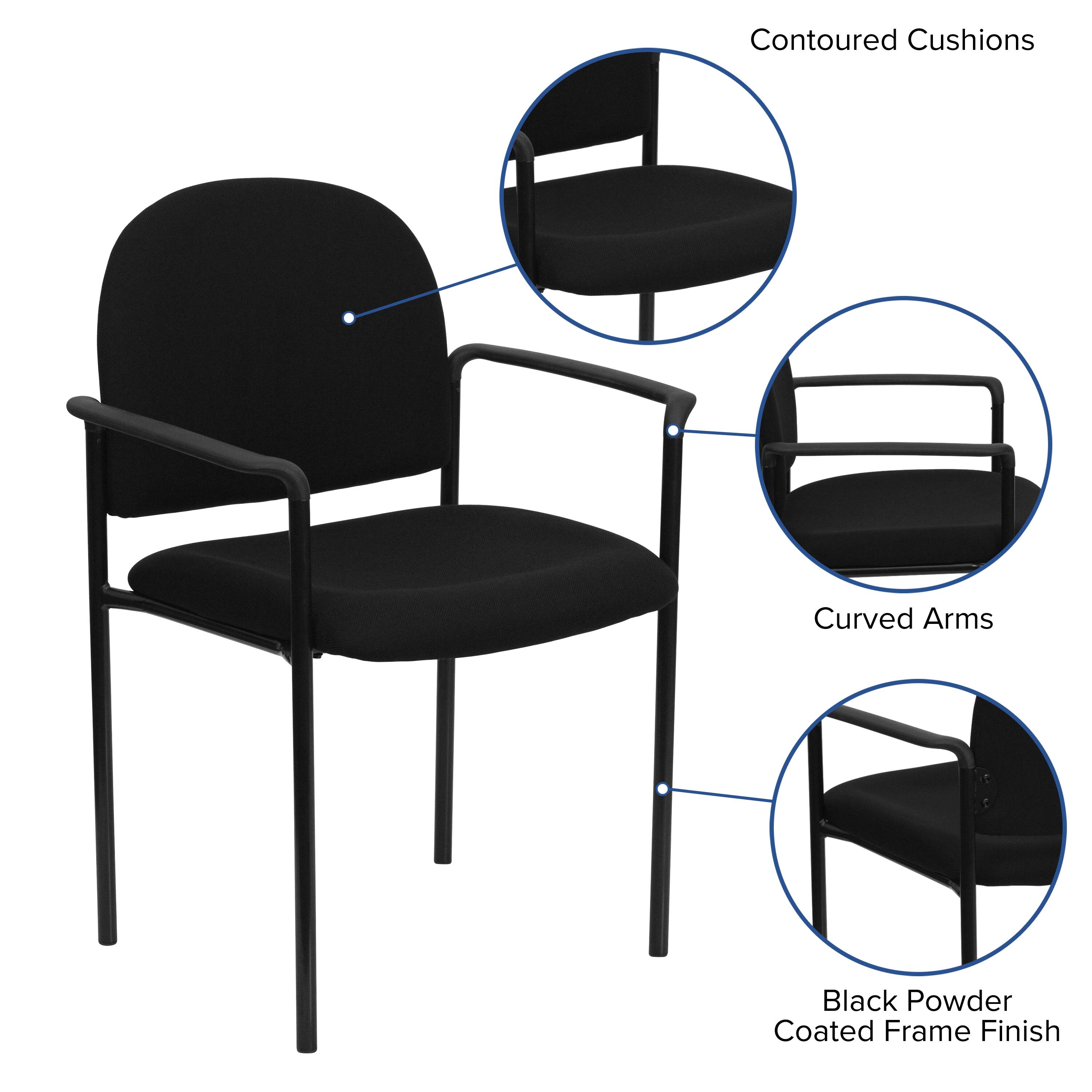 Contoured Cushions  
Curved Arms  
Black Powder Coated Frame Finish