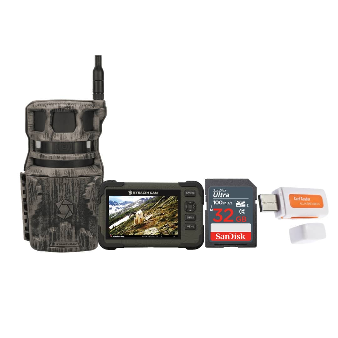 Stealth Cam - Revolver 36MP Pro 360 Degree Cellular Trail Camera with Card Viewer 32GB Memory Cards and Card Reader