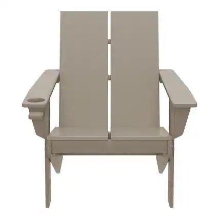 Front. WestinTrends - WestinTrends Riviera Outdoor HDPE Modern Adirondack Chair with Cup Holder - Weathered Wood.