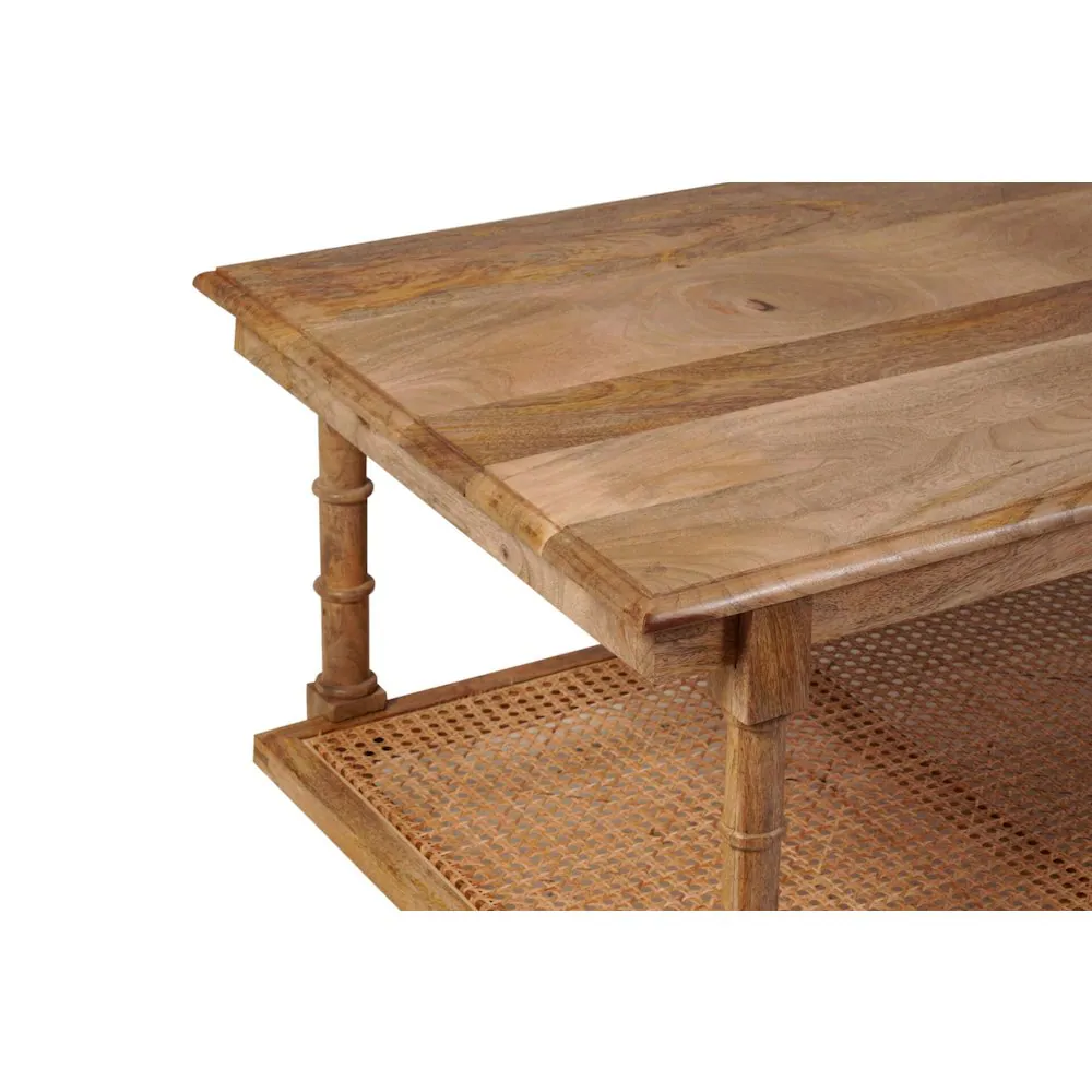 Alt View 2. Carolina Chair & Table - Chesterfield Wood & Cane Coffee Table - Natural - Brown.
