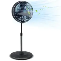 Costway - 16" Oscillating Fan Misting Pedestal Fan with Hose Connector 3 Micro-Mist Levels - Black - Front_Zoom