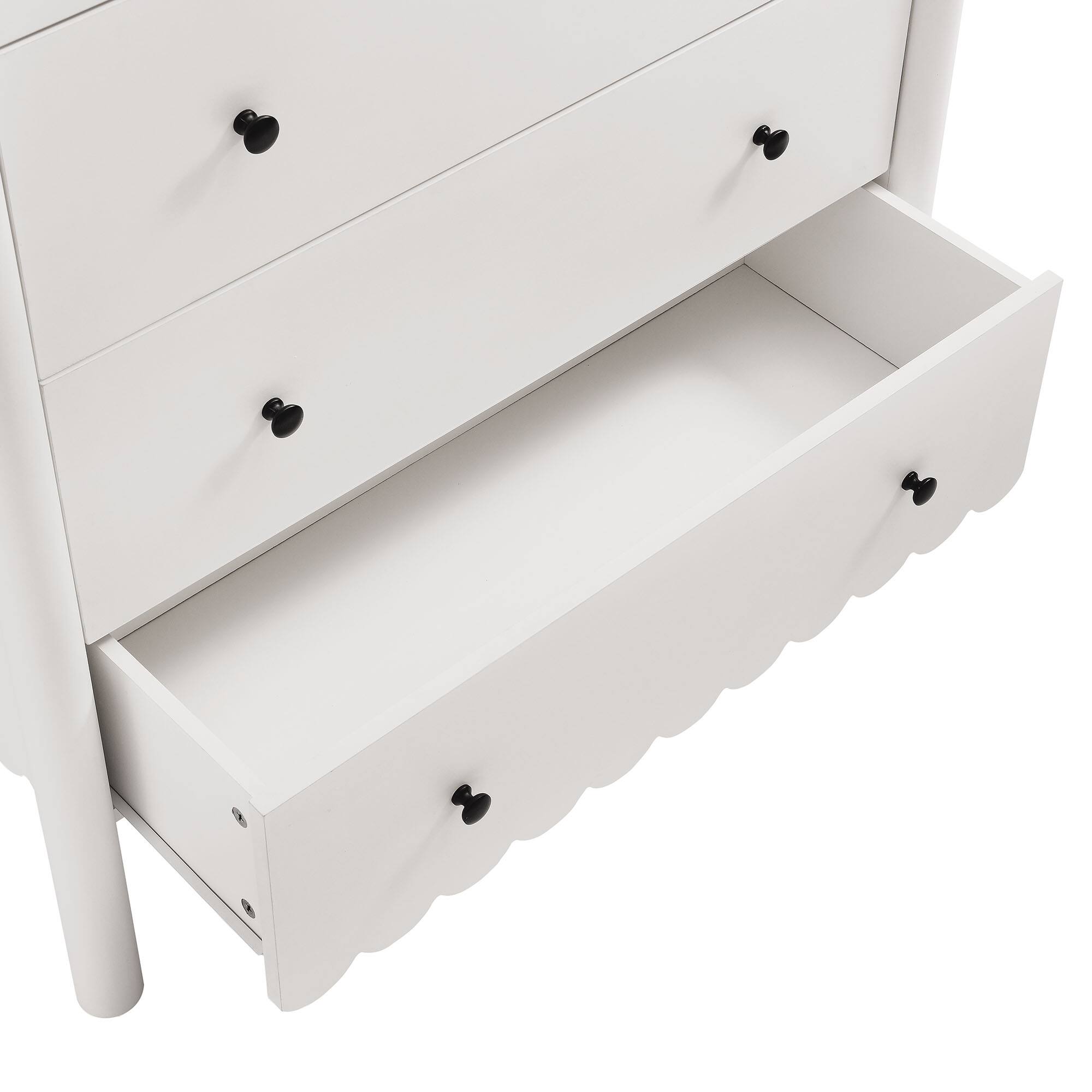 Alt View 4. Modway - Emmeline Scalloped 5-Drawer Chest by Modway - White.