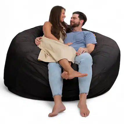 Front. Ultimate Sack - Ultimate Sack 6000 6 Foot Foam Pre-Filled Fur Cover Bean Bag Chair, Charcoal - Charcoal.