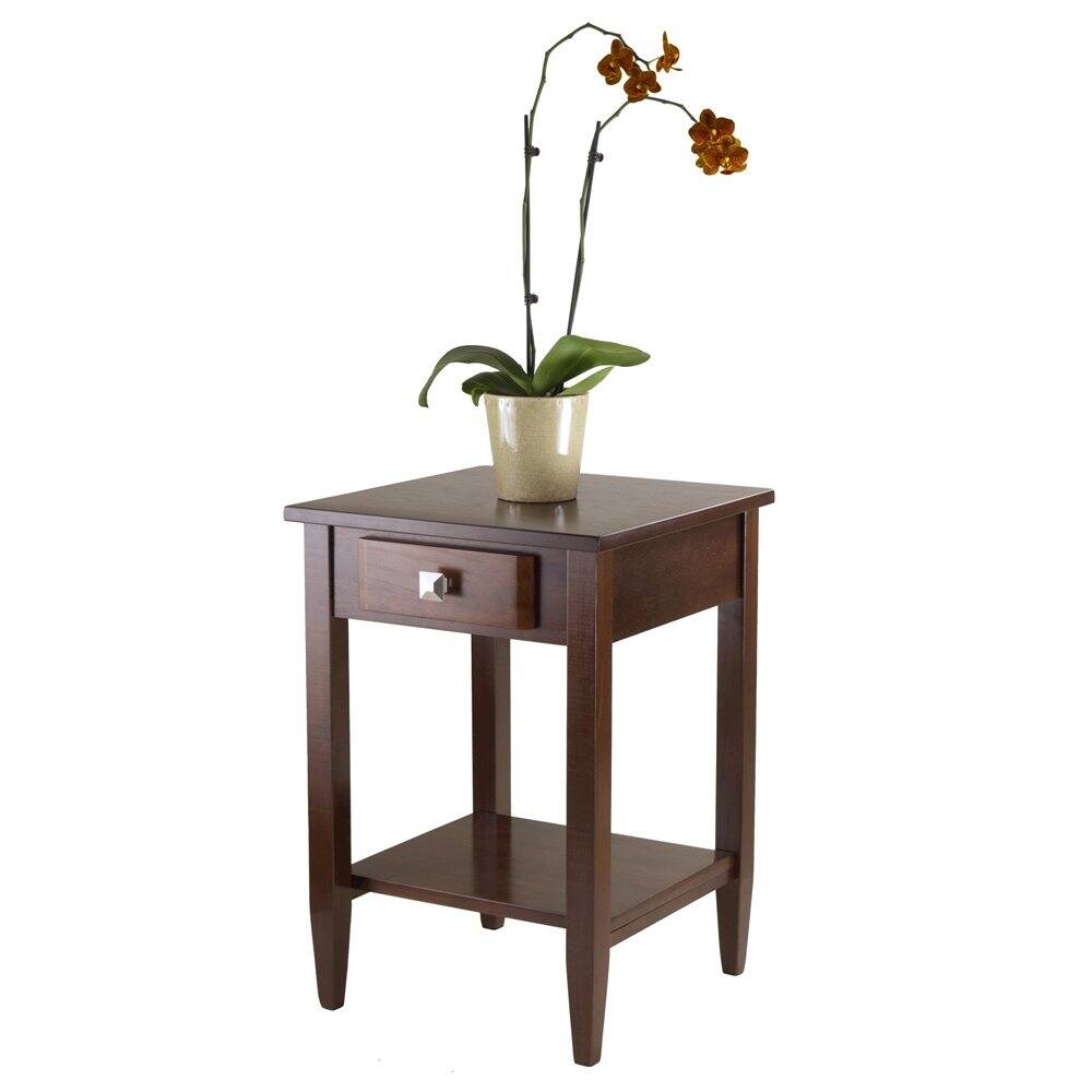 Left. FurniFact - End Table with Drawer - Walnut.