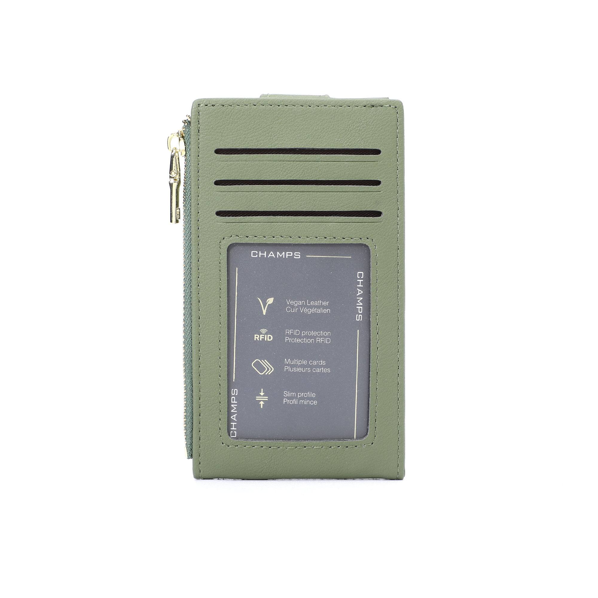 CHAMPS  
Vegan Leather  
Cuir Végétalien  
RFID Protection  
Protection RFID  
Multiple cards  
Plusieurs cartes  
Slim profile  
Profil mince