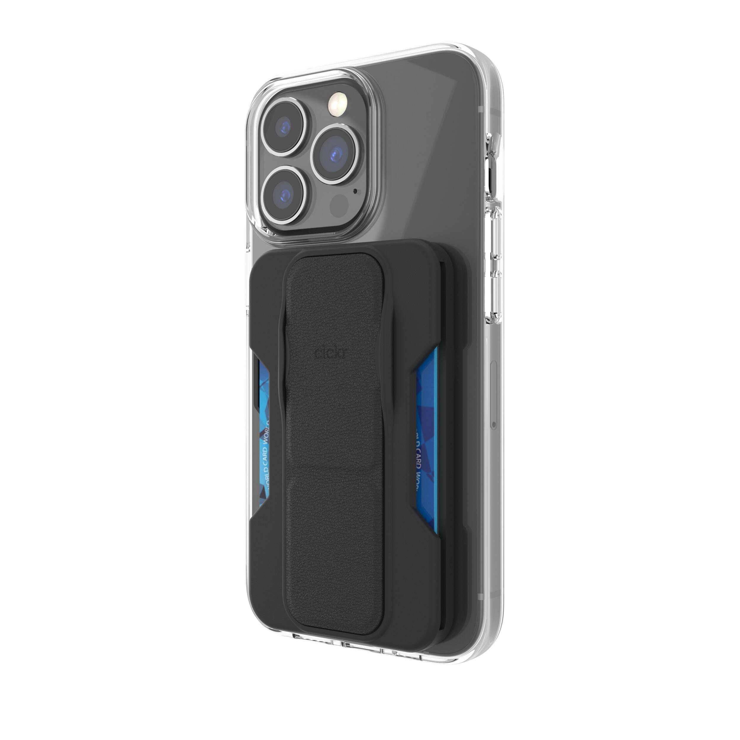 Alt View 12. CLCKR - Phone Grip and Stand Wallet for MagSafe Compatible Phones - Black.