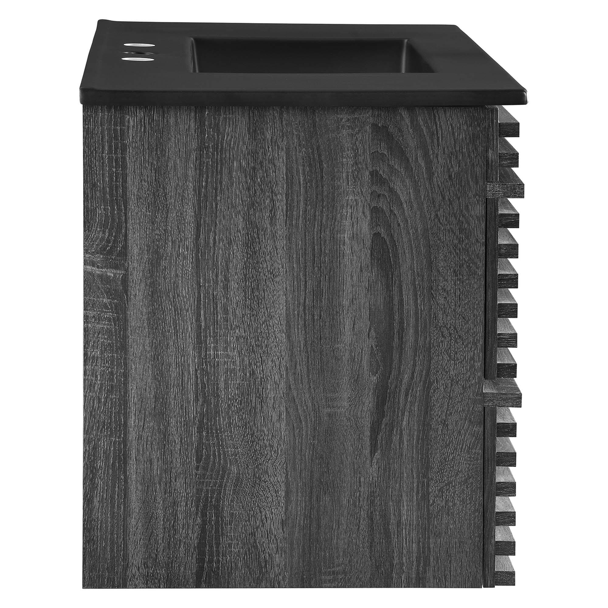 Alt View 1. Modway - Render Wall-Mount Bathroom Vanity with Black Basin Included - Charcoal Black.