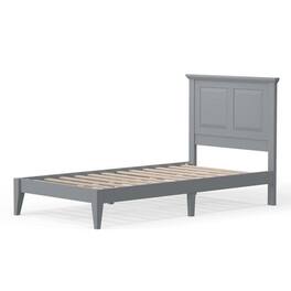 Hivvago - Twin Traditional Solid Oak Wooden Platform Bed Frame with Headboard - Gray