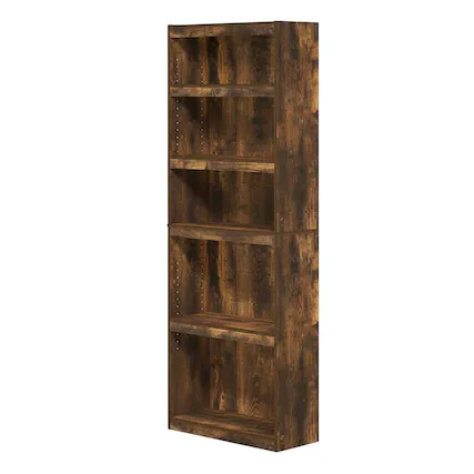 Front. FurniFact - Amber Pine 5-Tier Shelf Bookcase with Ample Storage Space - Amber Pine.