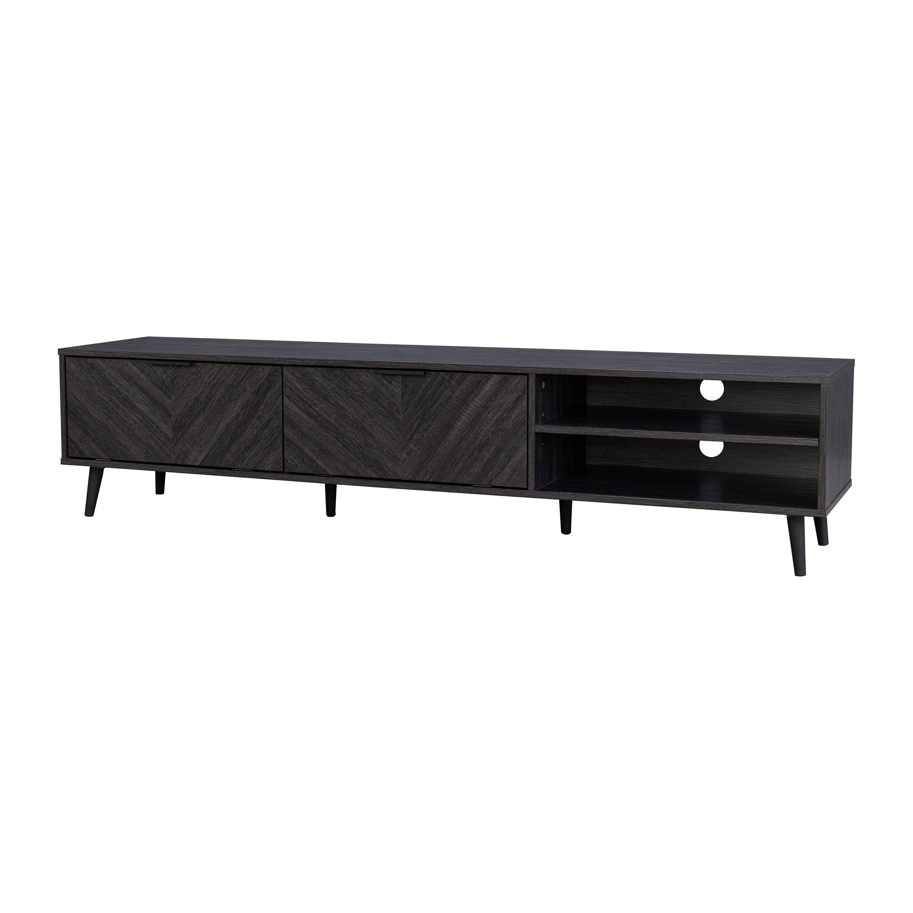 Alt View 1. CorLiving - Himari Collection TV Stand with Cabinets for Most TVs up to 85" - Distressed Charcoal Gray.