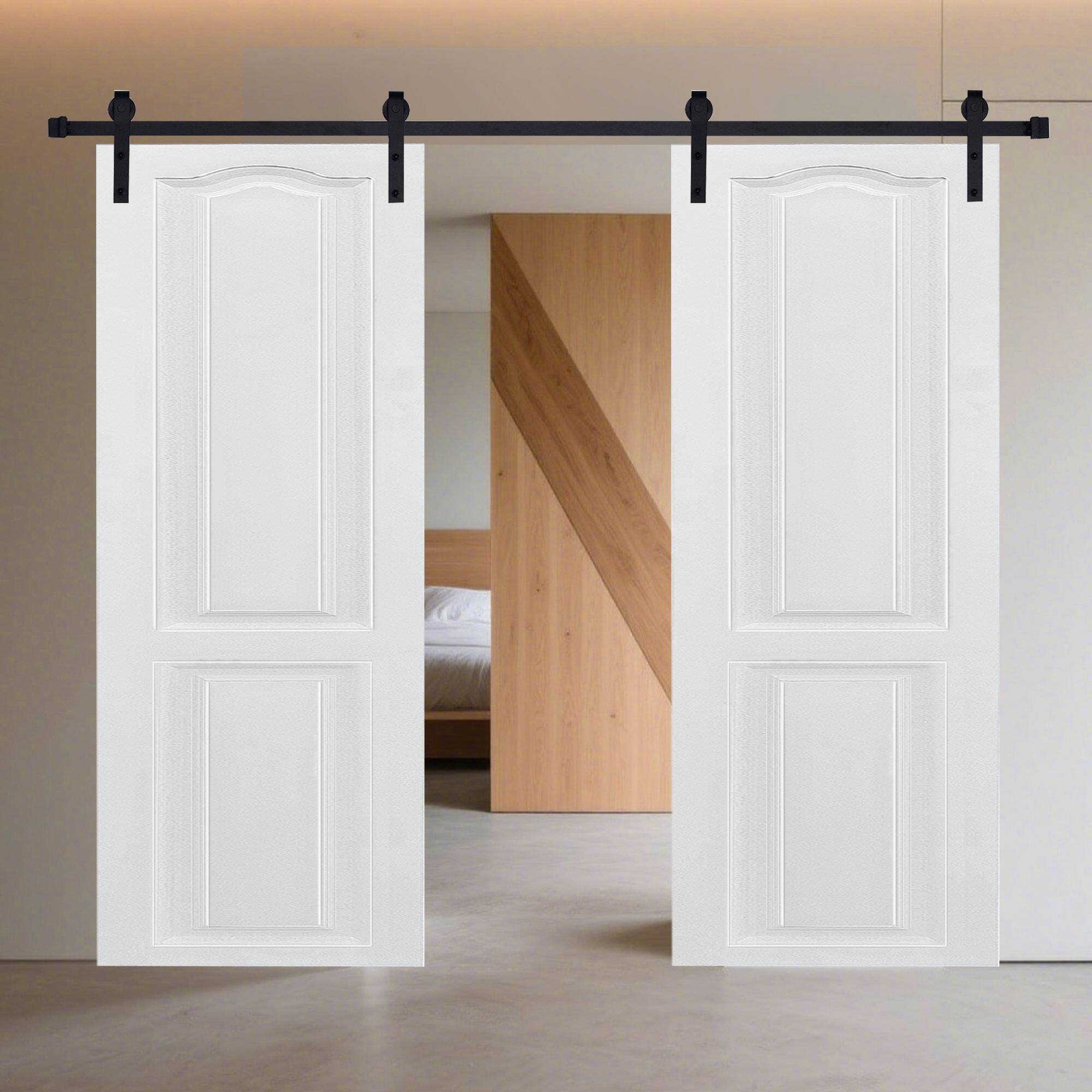 Alt View 1. Boyel Living - Milk White Modern 2-Panel Barn Sliding Door 72-in L x 0.75-in W x 84-in H with Hardware Kit - Milk White.