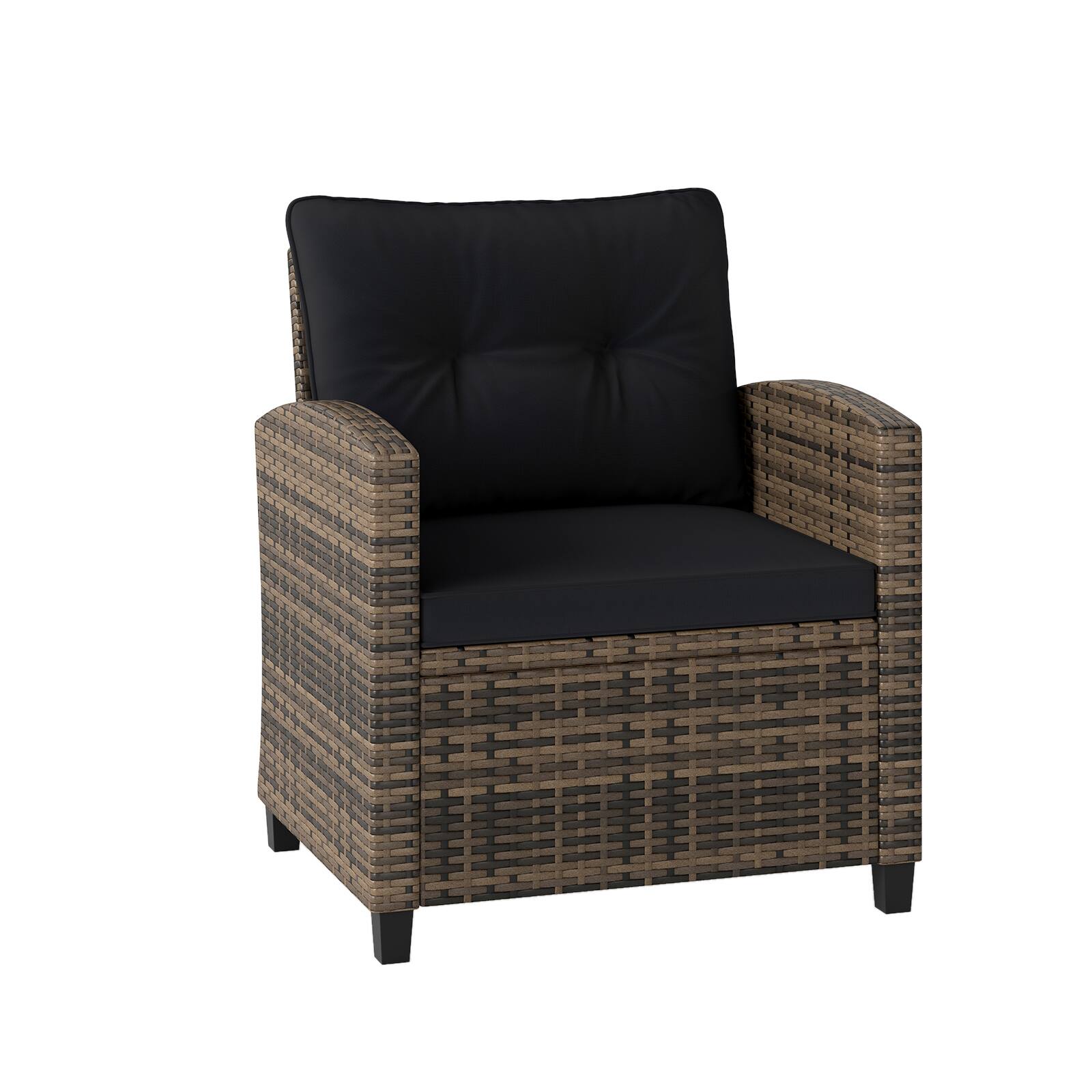 Alt View 7. Gymax - Gymax 3 Piece Patio Furniture Set Rattan Conversation Set w/Soft Seat & Back Cushions Mix Brown & Black - Black.