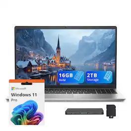 Dell - Inspiron 15 15.6" FHD Laptop,Intel Core i7-1355U,16GB RAM,1TB SSD+1TB Dock Set,Fingerprint,Wi-Fi 6,Win 11Pro - Silver
