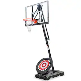 IE Sports - Portable Basketball Hoop, Adjustable Height, 44" Backboard & Rebounder - Black