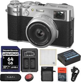 Fujifilm - X100VI Digital Camera Bundle with Extra Battery & Dually Charger, 3-in-1 Card Reader & More | Fuji X100VI - Silver
