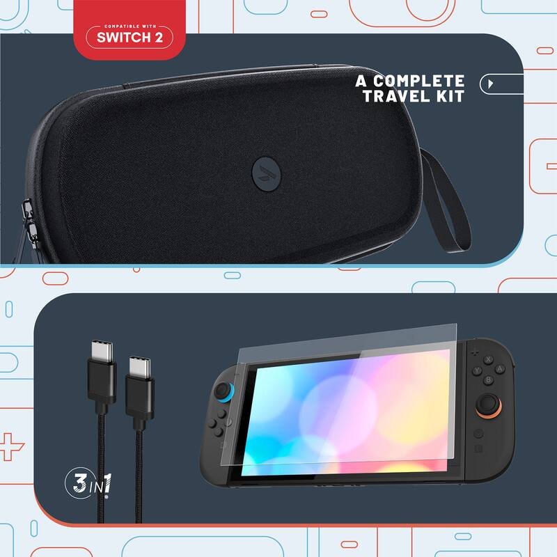 COMPATIBLE WITH SWITCH 2  
A COMPLETE TRAVEL KIT  
3 IN 1