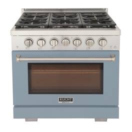 Kucht - Professional 36 in. 5.2 cu. ft. Propane Gas Range and Convection Oven in Light Blue with True Simmer Burners - Light Blue