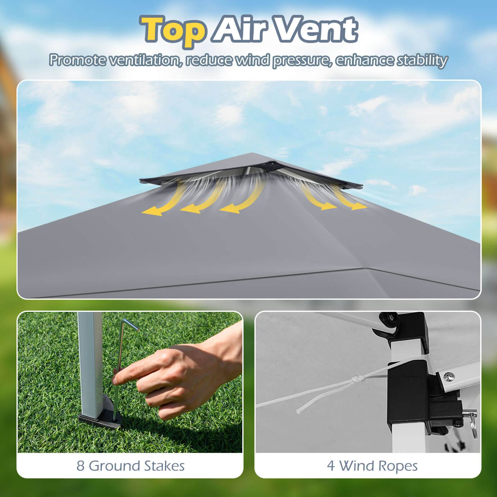 Top Air Vent

8 Ground Stakes

4 Wind Ropes