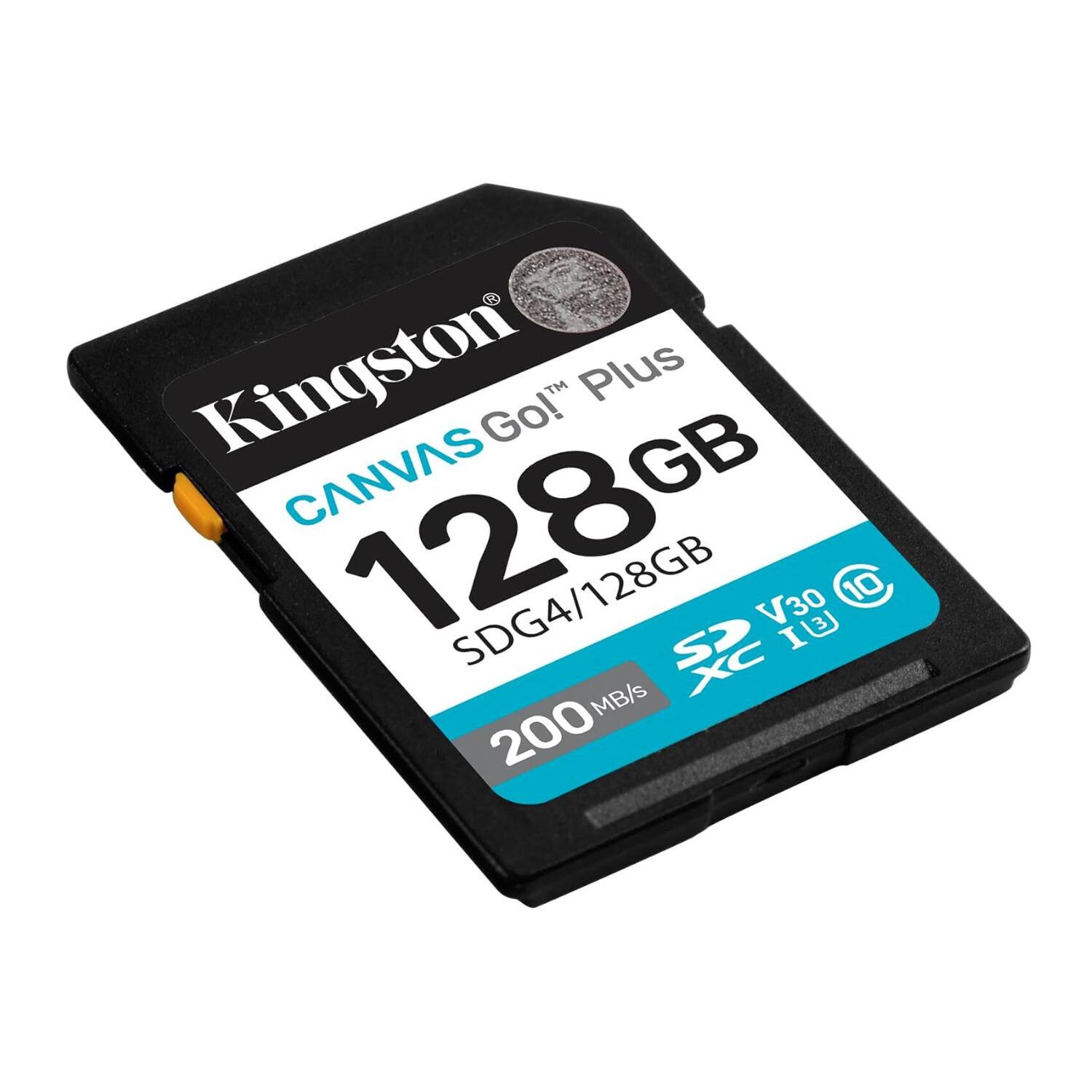 Kingston Plus Go! CANVAS 128GB SDG4/128GB V30 U3 100 MB/s XC 200