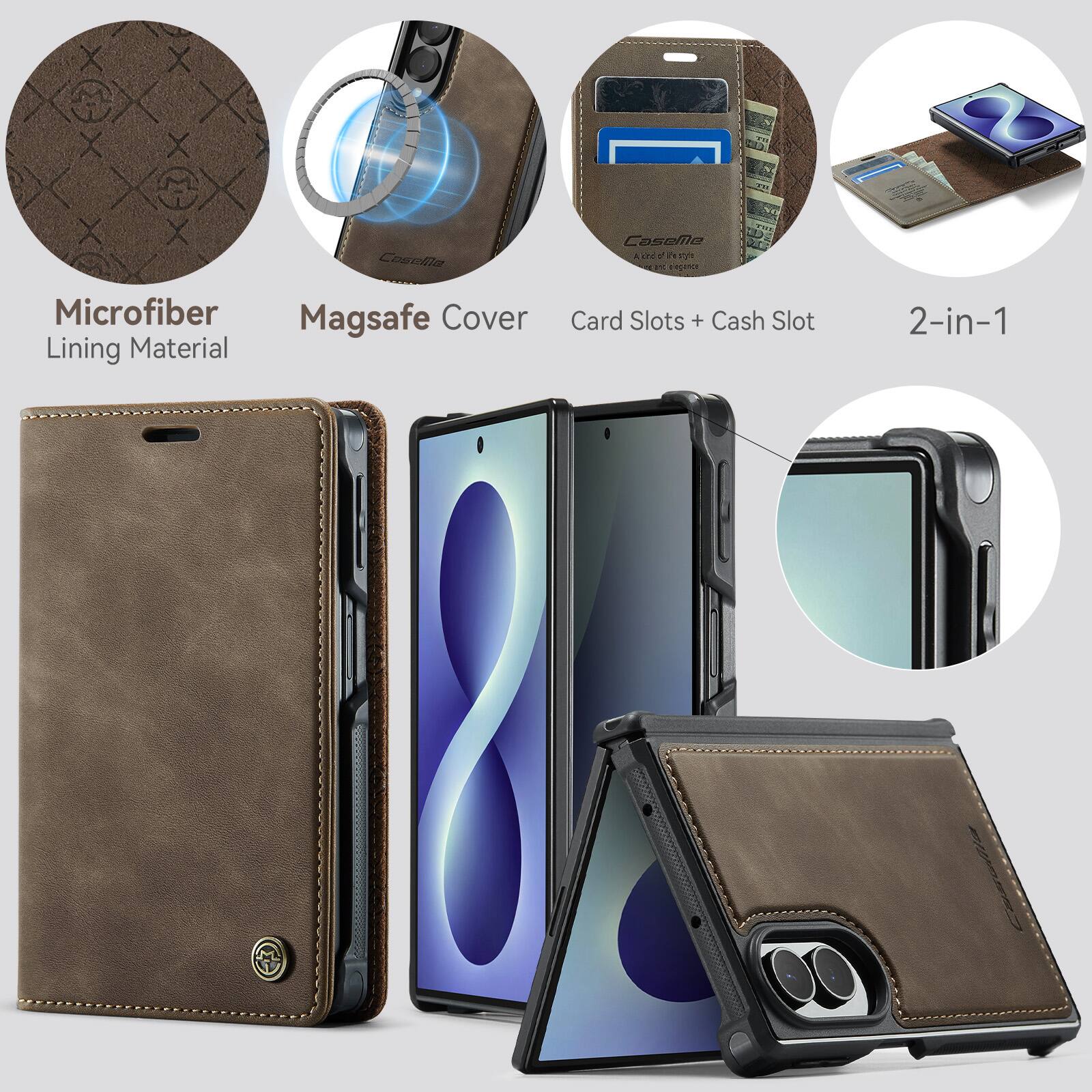 Caselle
CaseMe A itd of estyle 215 essance
THE
Microfiber Magsafe Cover Lining Material
Card Slots + Cash Slot
2-in-1