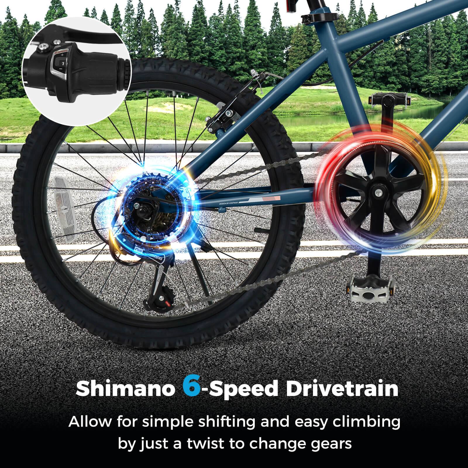 Shimano 6-Speed Drivetrain

Allow for simple shifting and easy climbing by just a twist to change gears