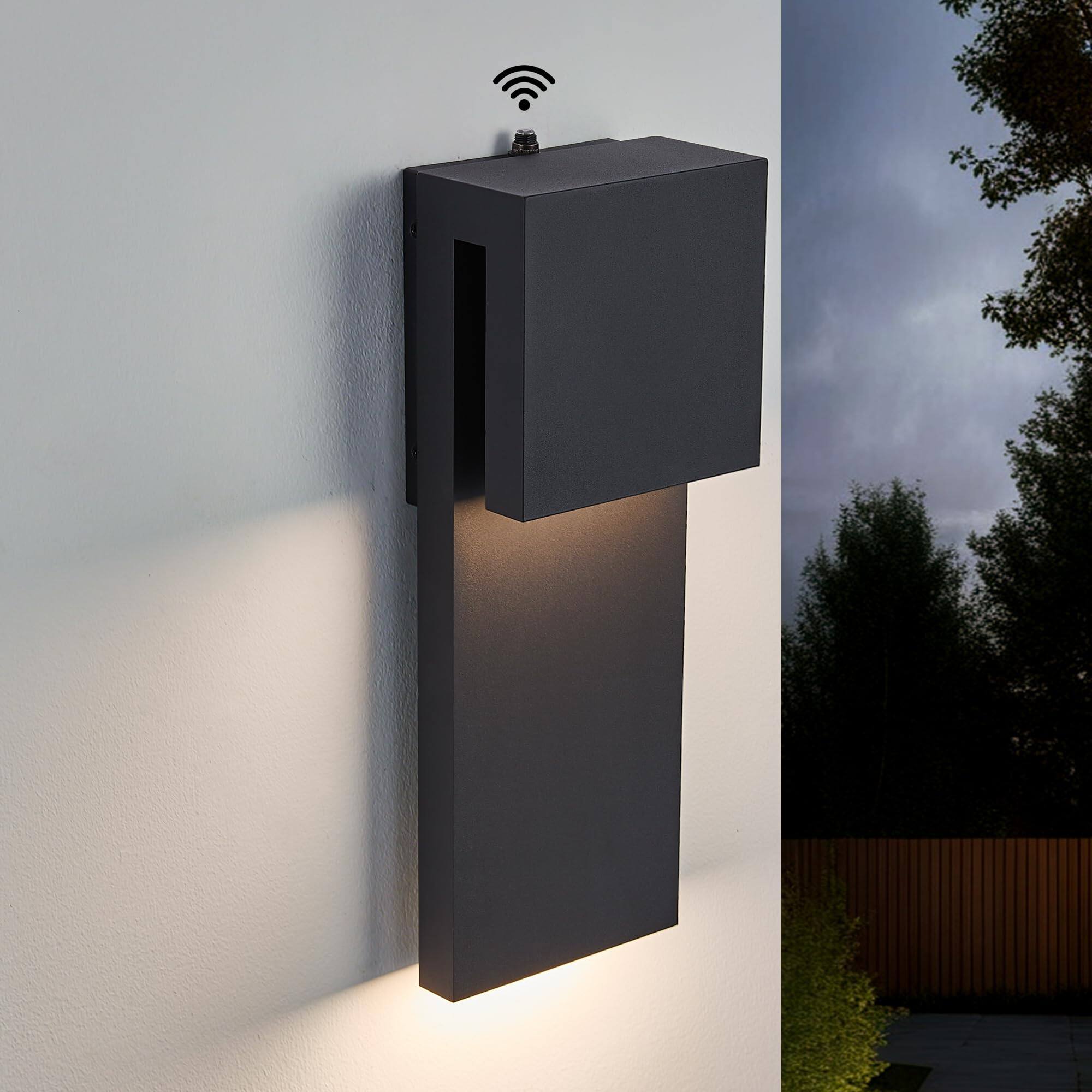 Front. Comfort Essence - Modern Led Outdoor Wall Sconce w Integrated Mount Anti Rust TextuSuit For Wet Locations And All Rooms Easil - 1 Pack Textured Black(With Photocell).