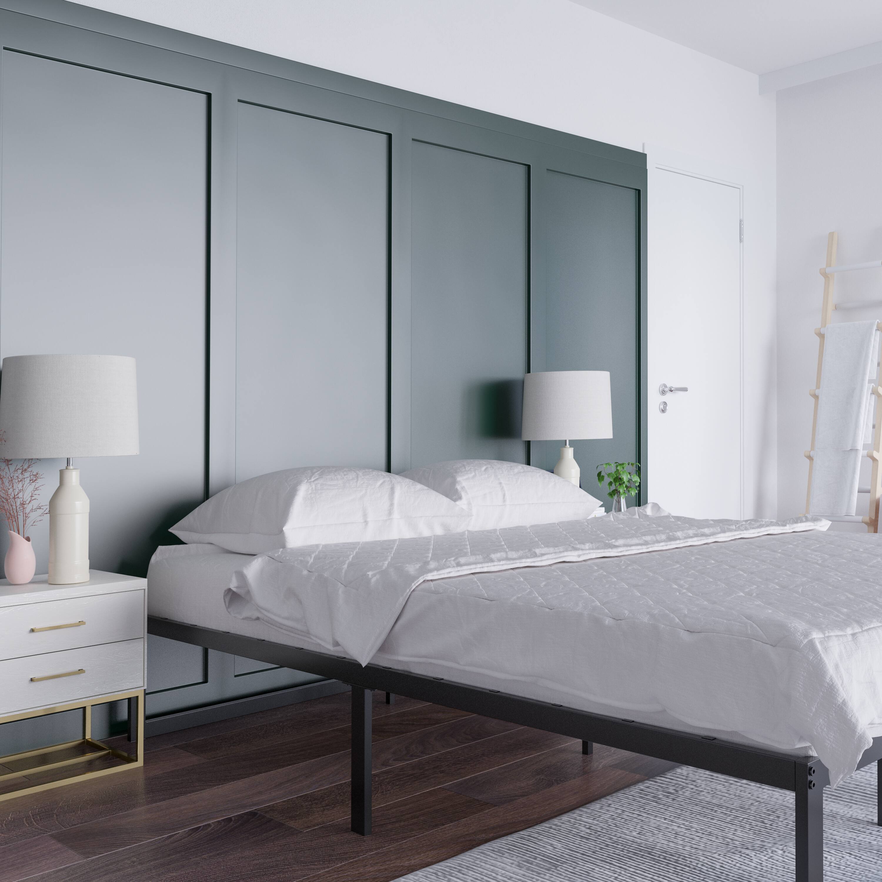 Alt View 3. Emma + Oliver - 14 Inch Twin Metal Platform Bed Frame/Steel Slat Support/No Box Spring Needed - Black.
