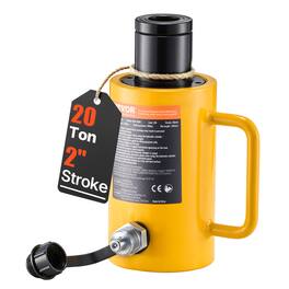 VEVOR - 20T 2Inch Hydraulic Cylinder Jack, Hollow Single Acting Hydraulic Ram Cylinder 50mm Stroke Hydraulic Lifting Cylinders - Yellow;Black
