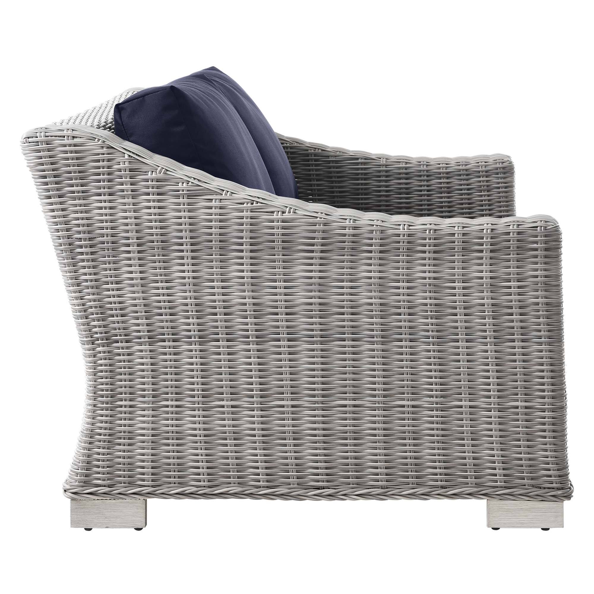 Alt View 1. Modway - Conway Outdoor Patio Wicker Rattan Loveseat by Modway - Light Gray Navy.