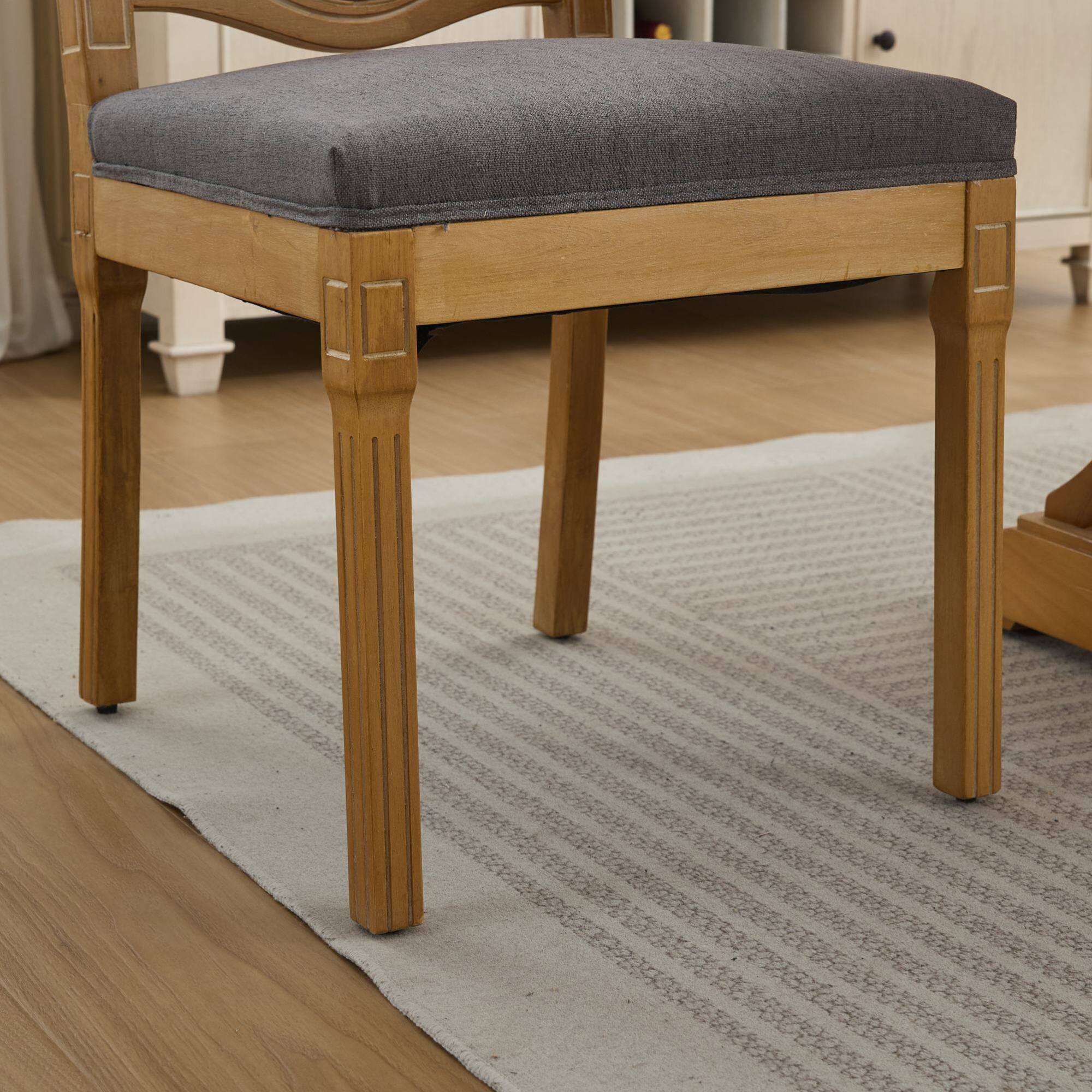 Alt View 9. GOODSILO - Solid Wood Rattan-Back Dining Chairs with Linen Cushion, Set of 2 for Rustic and Natural Style Dining Rooms and Cafés - Gray.