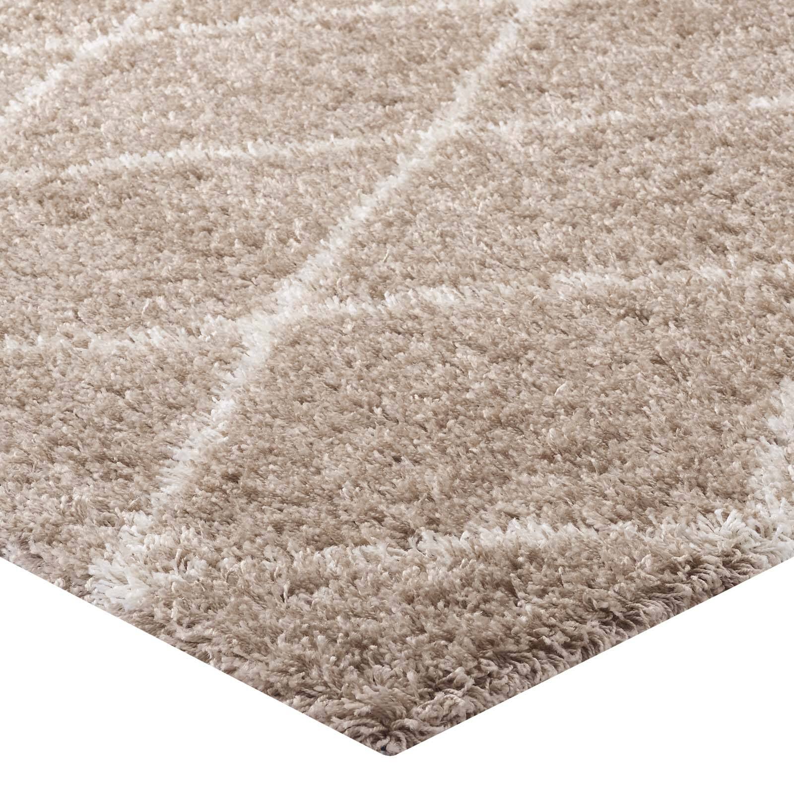 Alt View 2. Modway - Toryn Diamond Lattice Shag Area Rug - Beige and Ivory.
