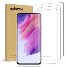Front. RomeTech - Samsung Galaxy S21 FE (3 Per Pack) 2.5D Glass Screen Protector - Transparent.