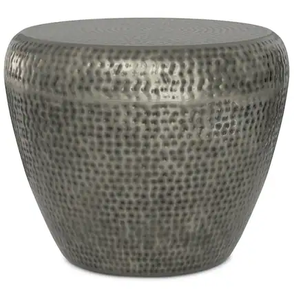 Front. Simpli Home - Simpli Home Preston 22 inch Wide Metal Side Table in Antique Silver - Antique Silver.