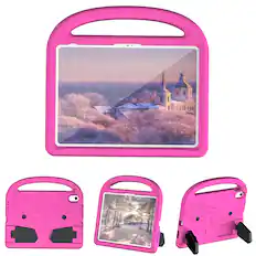 Front. Dteck - Case for Apple iPad mini (A17 Pro) 2024 and iPad mini 6th Gen, Rugged Hybrid Shockproof Flip Kickstand Cover - Pink.