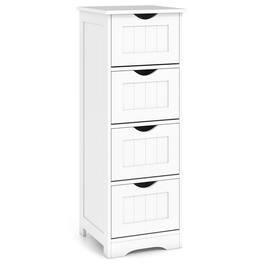 Costway - 32.5" Bathroom Floor Cabinet with Anti-tipping Device Freestanding Towel Cabinet - White