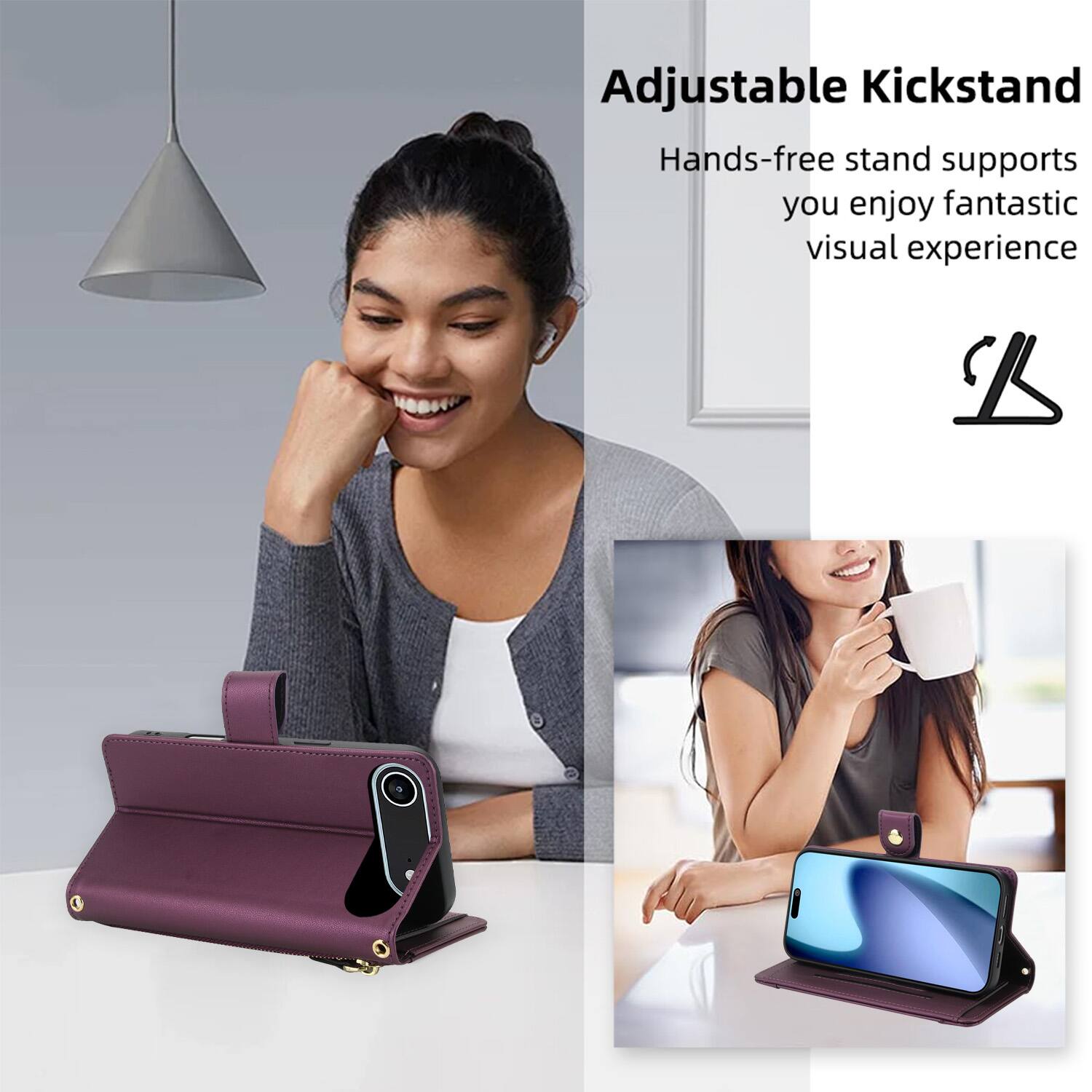 Adjustable Kickstand  
Hands-free stand supports you enjoy fantastic visual experience