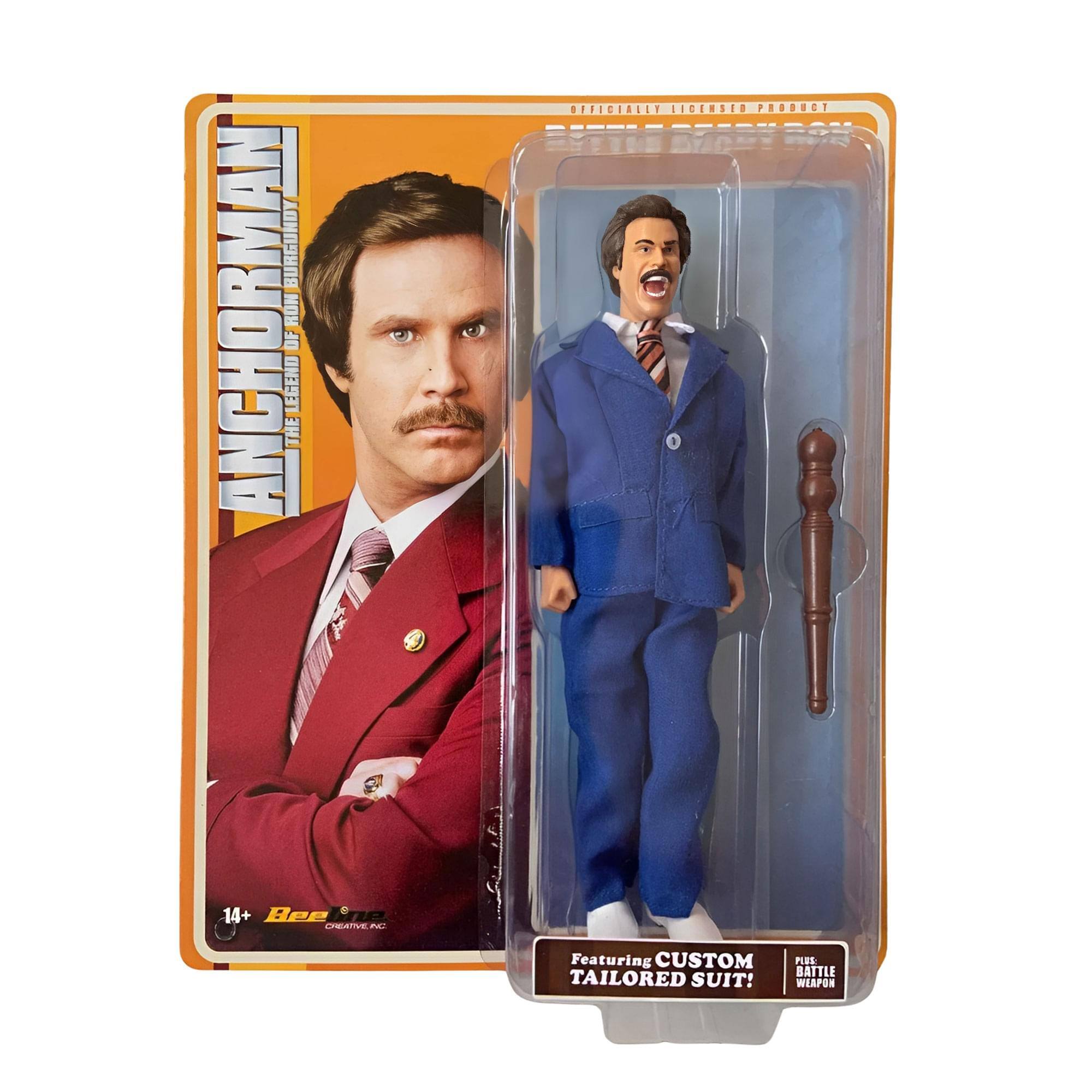 BURGUND ANCHORMAN RON OF LEGEND THE OFFICIAL LICENSED PRODUCT ENTERTAINMENT BADS RN 14+ Bee ne EEA P Featuring CUSTOM TAILORED SUIT! WEAPON