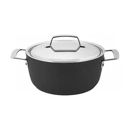 Front. Demeyere - Demeyere AluPro 4.5-qt Aluminum Nonstick Dutch Oven - Black.