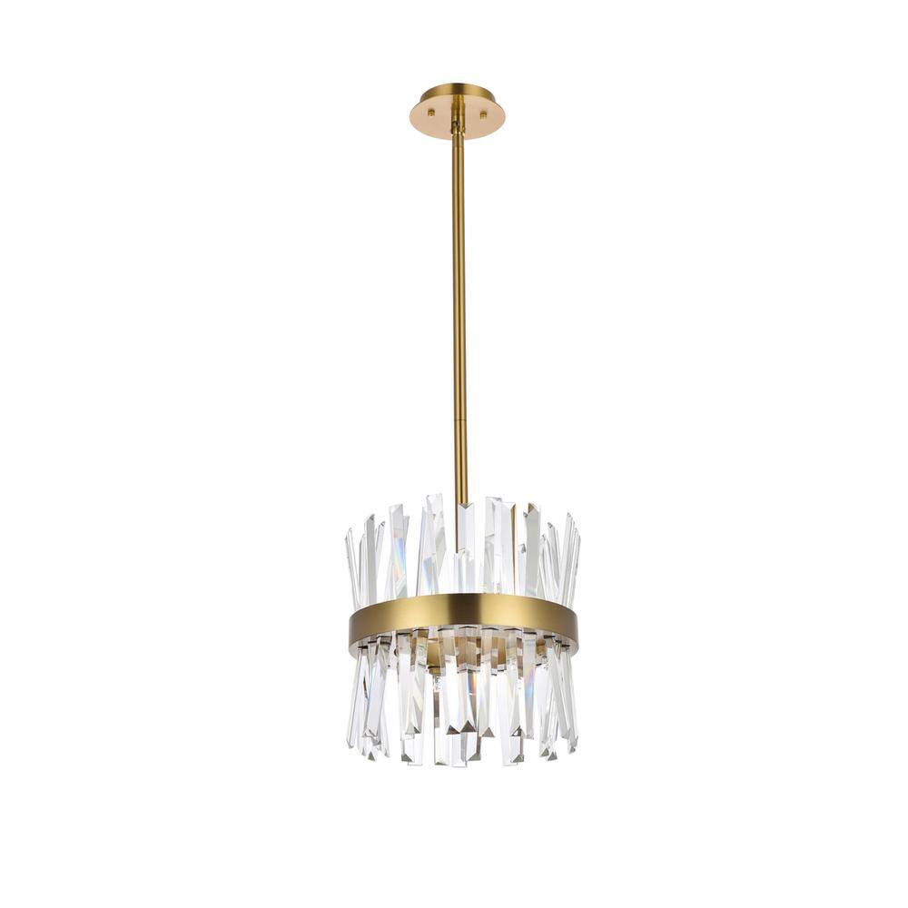 Back. Elegant Lighting - Serephina 12 inch crystal round pendant light in satin gold - Satin Gold.