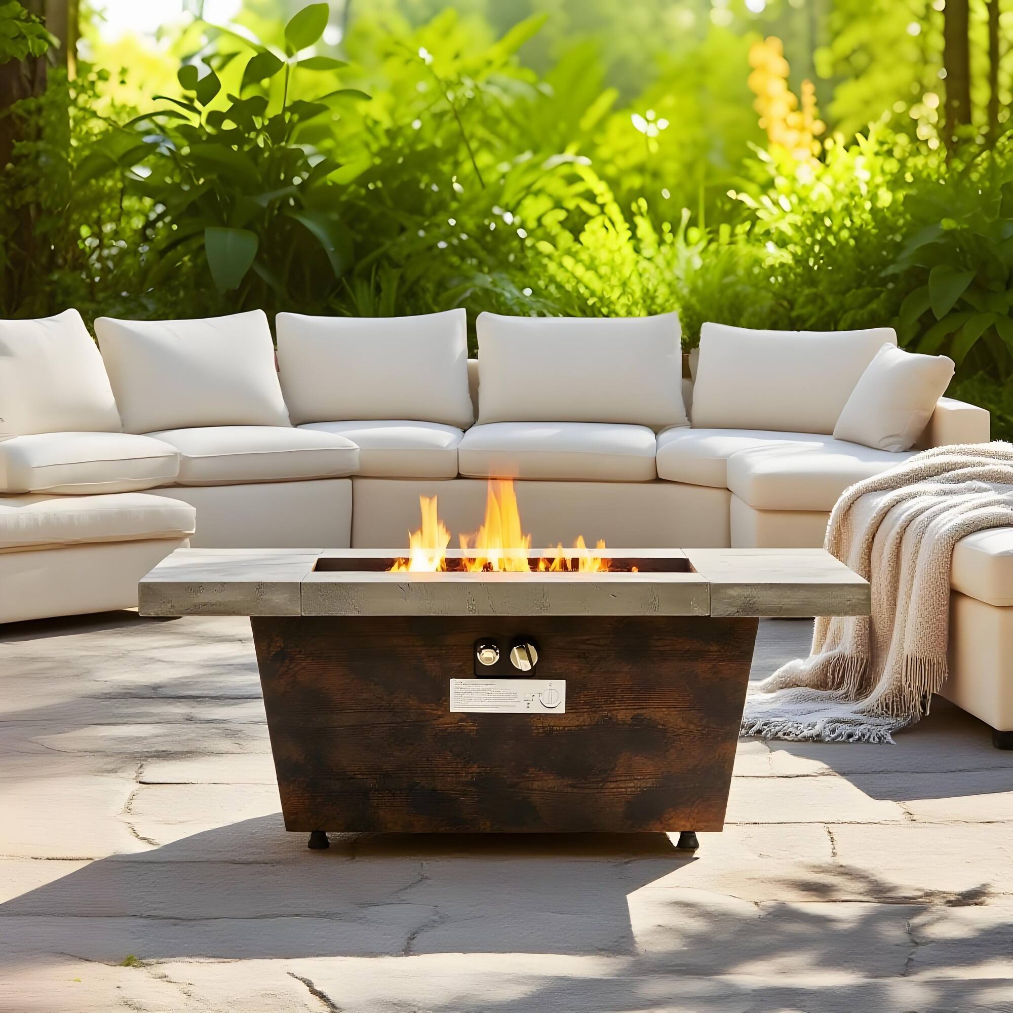 Alt View 3. Boyel Living - 42 in. Rectangular Propane Fire Pit Table, 50,000 BTU with Cement-Look Texture, Outdoor Use - Cement Grey.