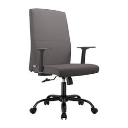 LeisureMod - Evander Leather Office Chair Aluminum Frame with Adjustable Height, Swivel, Ergonomic Desk Chair - Gray
