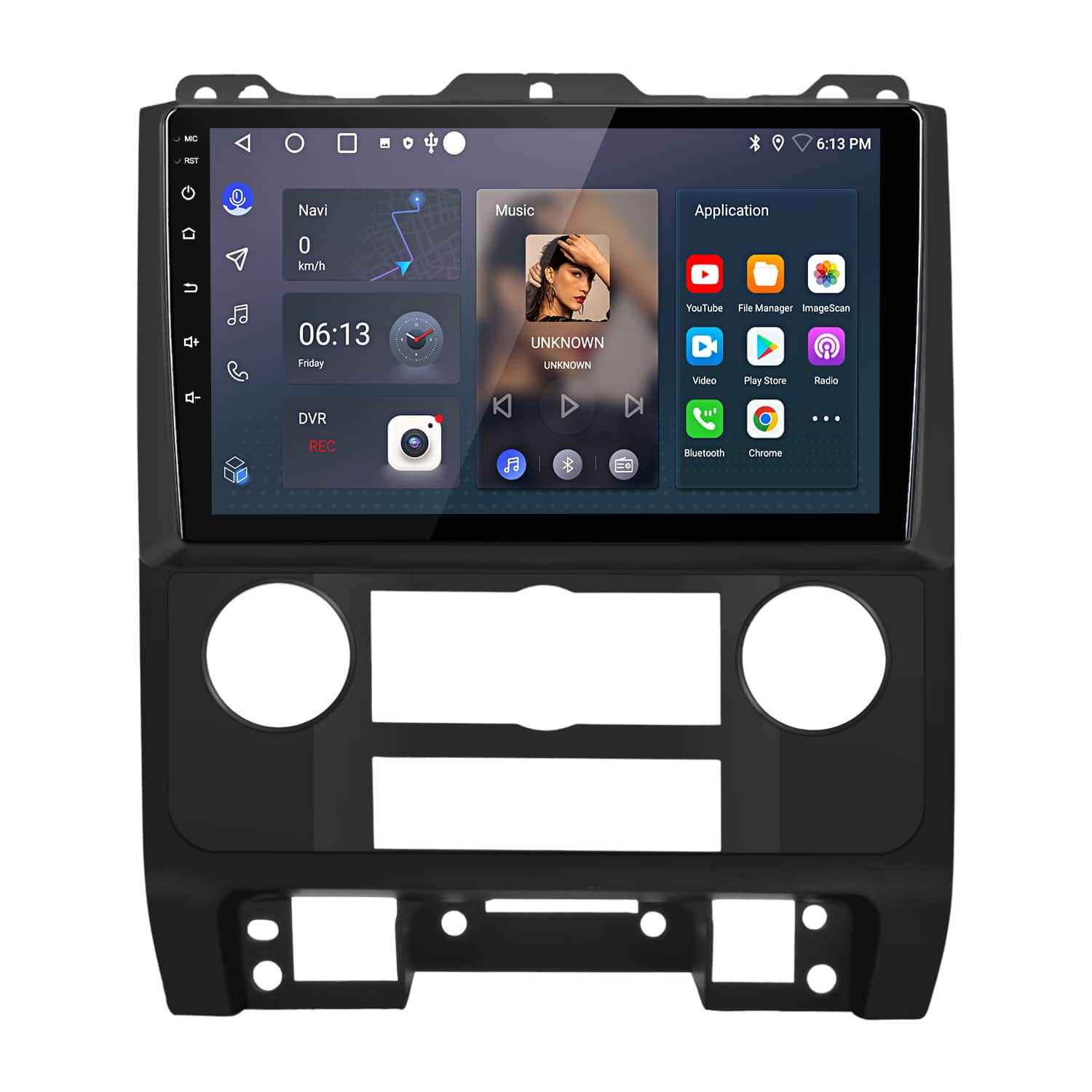 Junsun - 9" carplay Android 14 2+64GB For Ford Escape 2007-2012 Car Stereo Radio GPS Navi WIFI RDS SWC DSP FM Bluetooth - Black