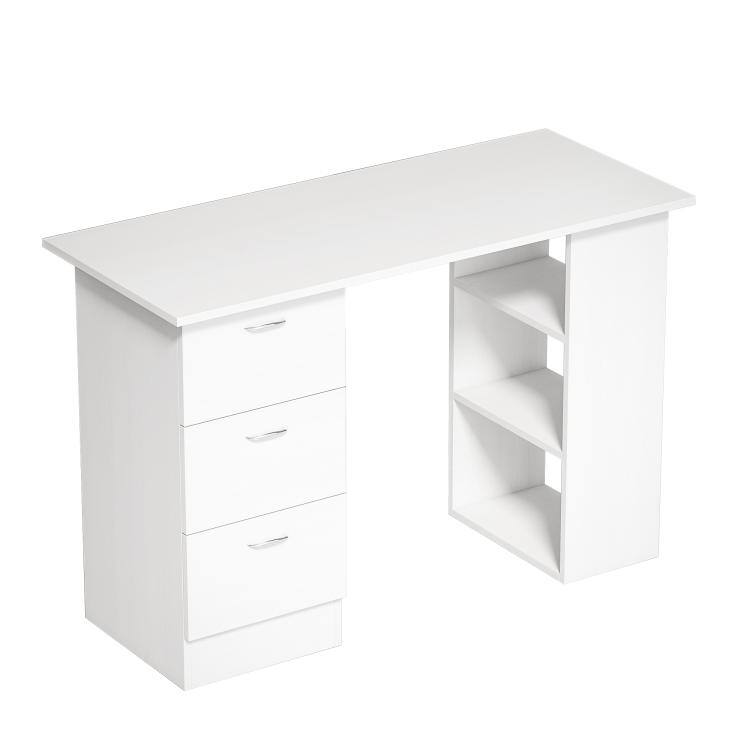 Front. PULUZ - 47 inch Modern Home Office Computer Desk Bookcase Combo Writing Table Workstation with 3 Drawer and Storage Shelf - White.