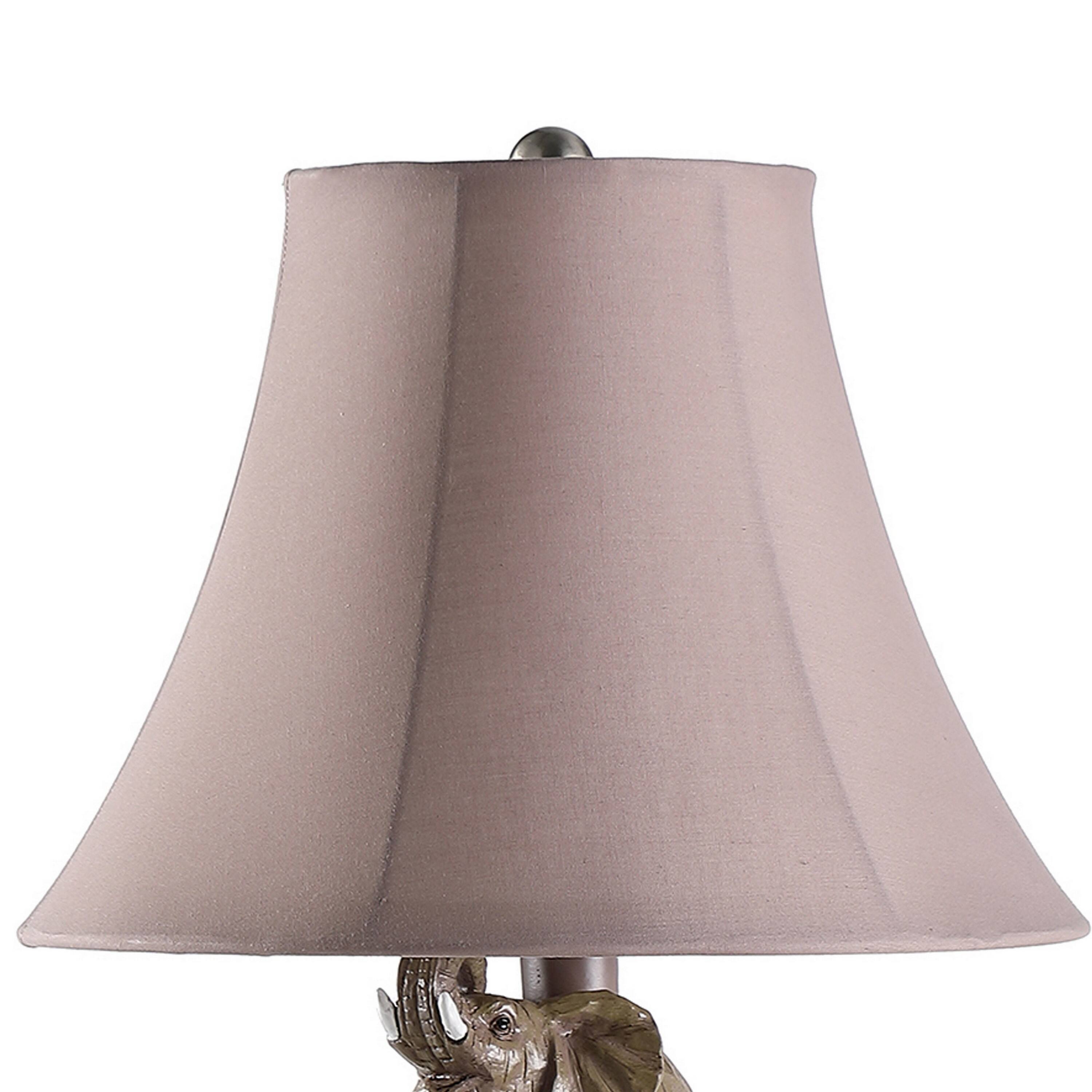 Left. Manhattan Lane - 21 Inch Accent Table Lamp, 3 Stacked Elephants, Linen Bell Shade - Brown Gray, Brown.