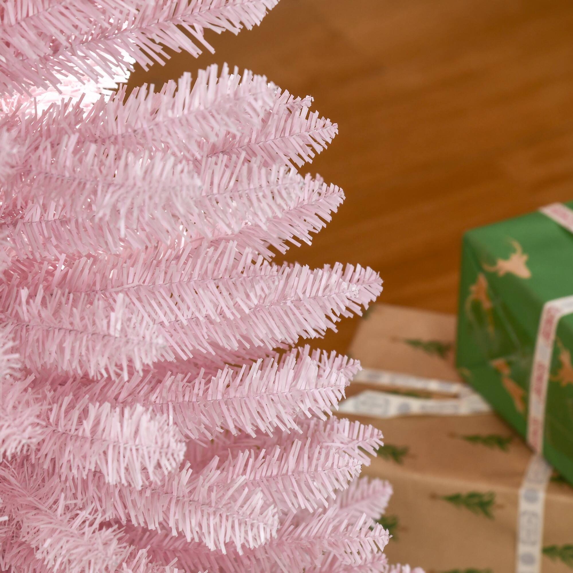 Alt View 7. Homcom - Artificial Pencil Christmas Tree, Slim Xmas Tree with 294 Realistic Branch Tips and Plastic Stand - pink.