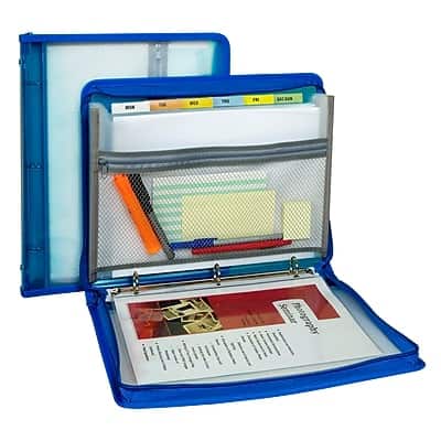 Front. C-line - 1" 3-Ring Zipper Binders - Blue.