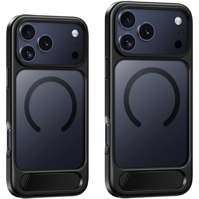 Angle. hoco. - AS12 MagSafe Case with Kickstand for Apple iPhone 17 Pro - Black.